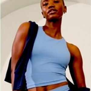 Athleta Transcend tank with built in bra. Size L. Light blue.